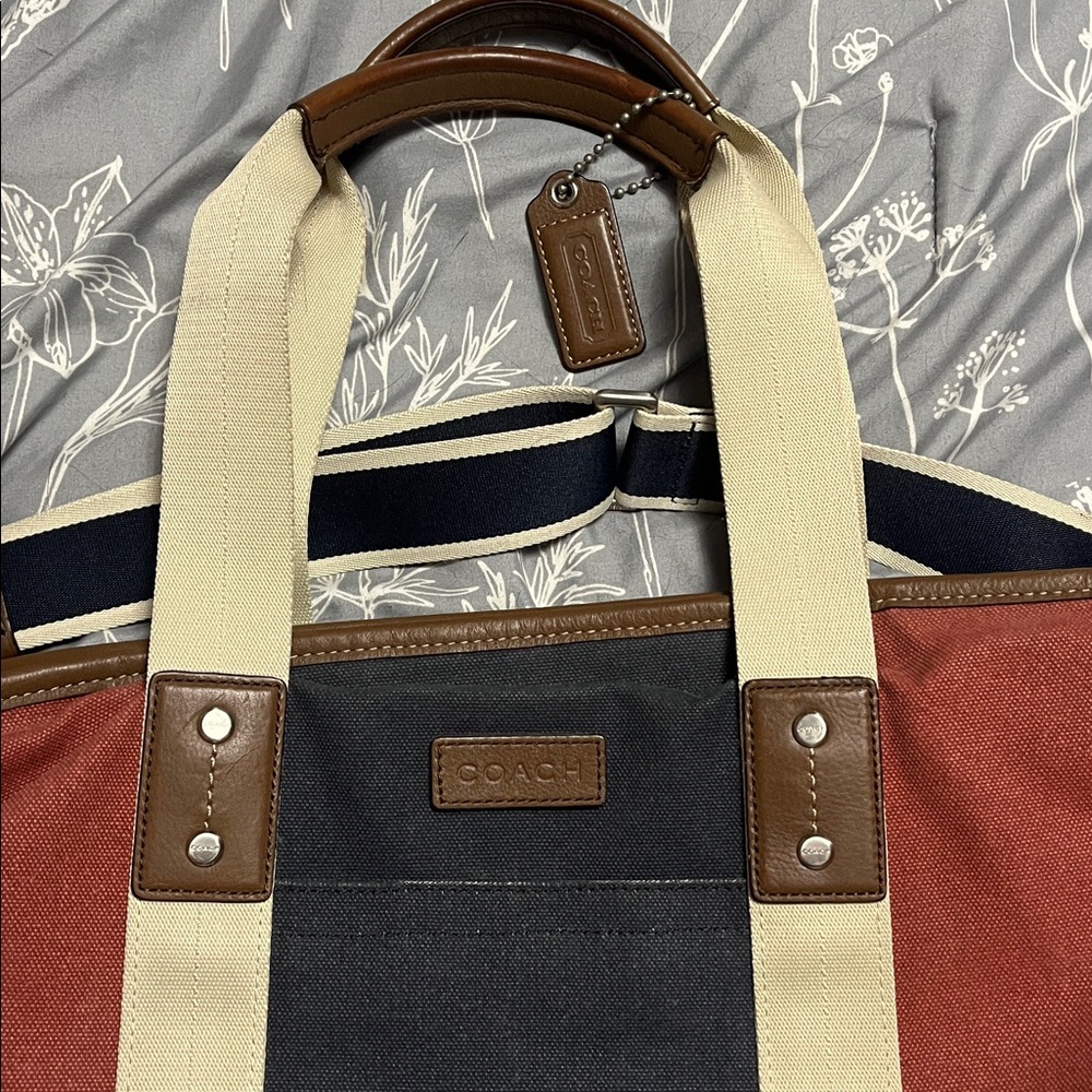 Coach Heritage Web Canvas Pieced Stripe tote bag in canvas with leather trim - Picture 3 of 11